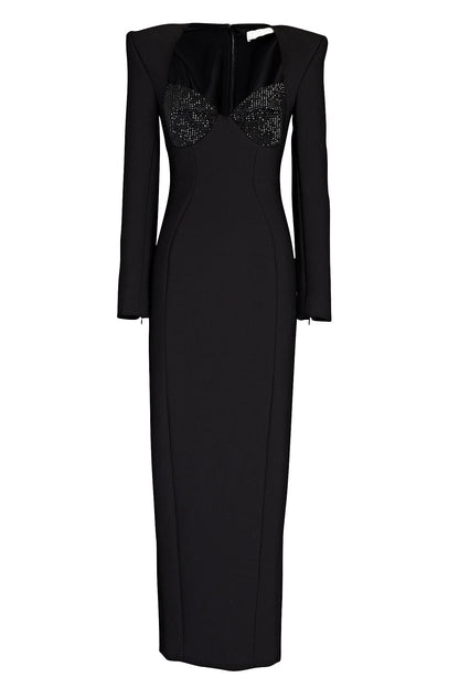 Vestido midi de punto liso con diamantes de imitación 