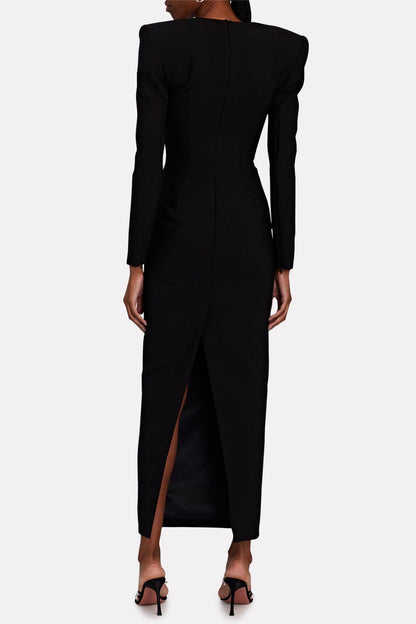 Vestido midi de punto liso con diamantes de imitación 