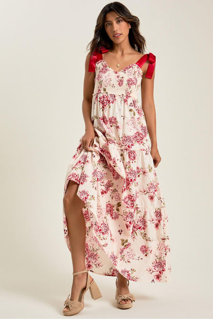 Vestido midi holgado con encaje floral 