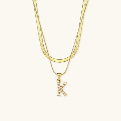 Opal Charm - LayeRed Gold Initial Necklace