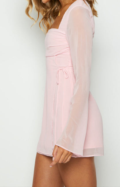 Vittoria Baby Pink Long Sleeve Mini Dress