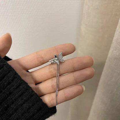 Korean Delicate Zircon Butterfly Clip Earrings for Women Elegant Pearl No Piercing Cartilage Jewelry