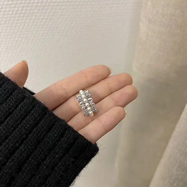 Korean Delicate Zircon Butterfly Clip Earrings for Women Elegant Pearl No Piercing Cartilage Jewelry