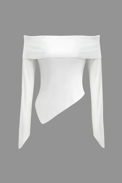 Melany Asymmetrical Off Shoulder Long Sleeve Top