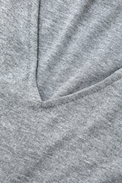 Mio Grey V-neck Sleeveless Maxi Dress and Hooded Crop Sweatshirt Set