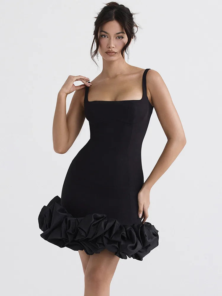 Vestido minivestido negro elegante y sexy para mujer, vestido veraniego nuevo con tirantes finos, espalda descubierta, ajustado, para fiesta y club, vestido corto