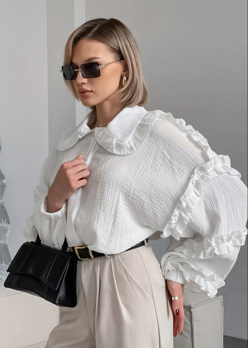 Eloise - Ruffled Cotton Blouse