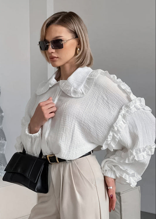 Eloise - Ruffled Cotton Blouse