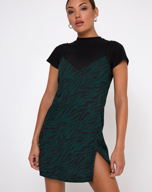 Vestido de mujer con cuello en V, estampado, para exteriores, con tirantes, camisola