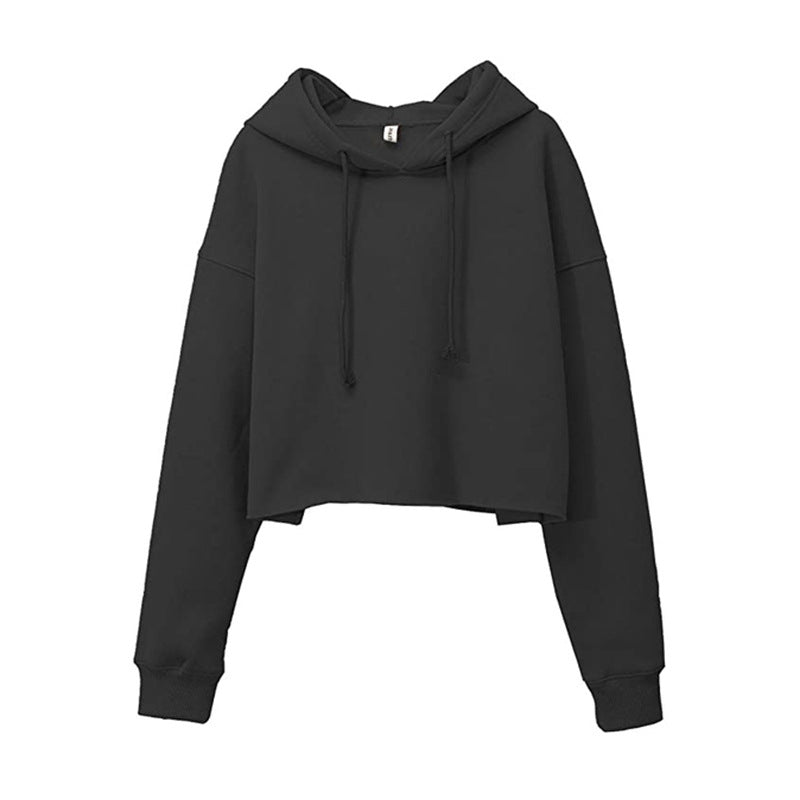 Sudadera deportiva para mujer, otoño-invierno, con forro polar, sudadera con capucha, top corto personalizado de manga larga