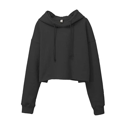 Sudadera deportiva para mujer, otoño-invierno, con forro polar, sudadera con capucha, top corto personalizado de manga larga