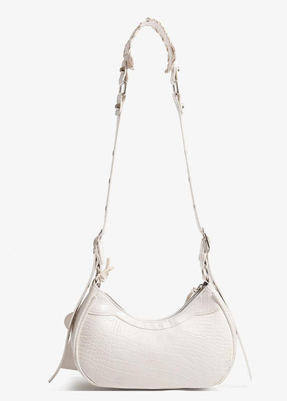 Croc-Embossed Multi-Strap Crescent Bag