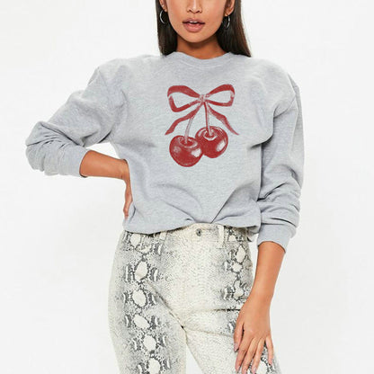 Suéter holgado de manga larga con hombros caídos y lazo estilo hipster urbano para mujer, ropa de otoño e invierno