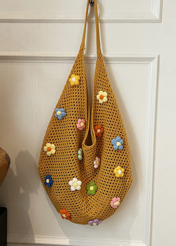 BloomTide - Crochet Shoulder Bag with 3D Floral Accents