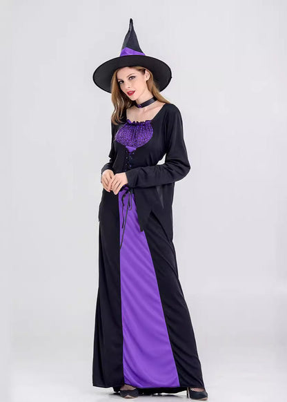 Mystic Charm - Women’s Black and Purple Witch Costume with Hat
