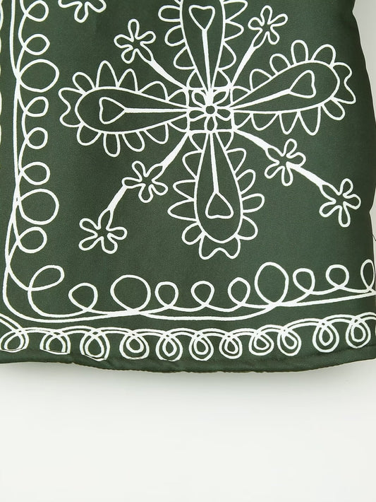 Conjunto de chaqueta acolchada con estampado abstracto 