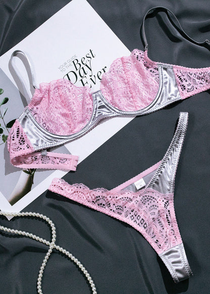 Blush Alloy - Embroidered Contrast Bra & Panty Set