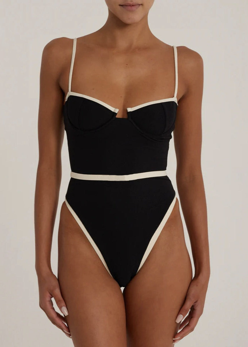 Clara - Contrast Trim One-Piece Swimsuit