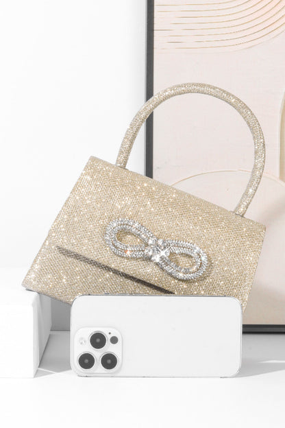 Metallic Shine Diamante Handle Bag