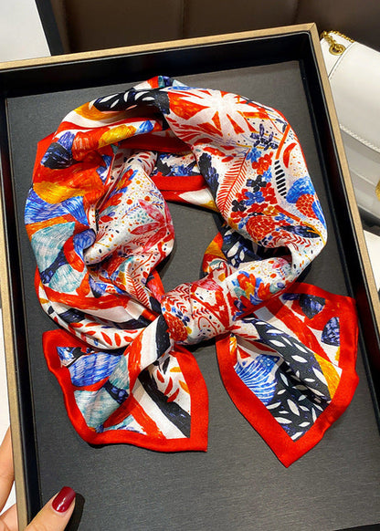 Colorburst Muse - Abstract Red Satin Square Scarf