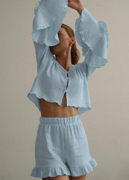 Celeste - Ruffled Cotton Lounge Set