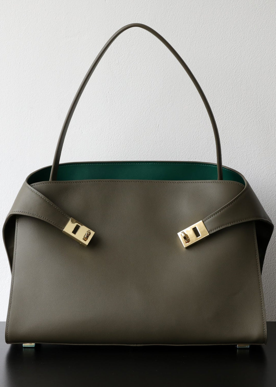 Aurora - Black Leather Tote Bag with Gold Accents