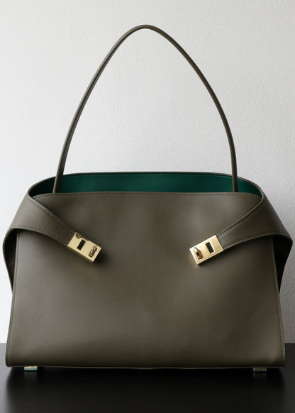 Aurora - Black Leather Tote Bag with Gold Accents