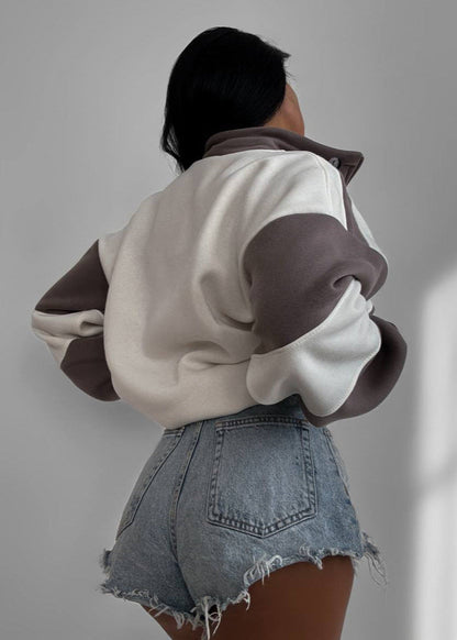 Contrast Panel Zipper Jacket