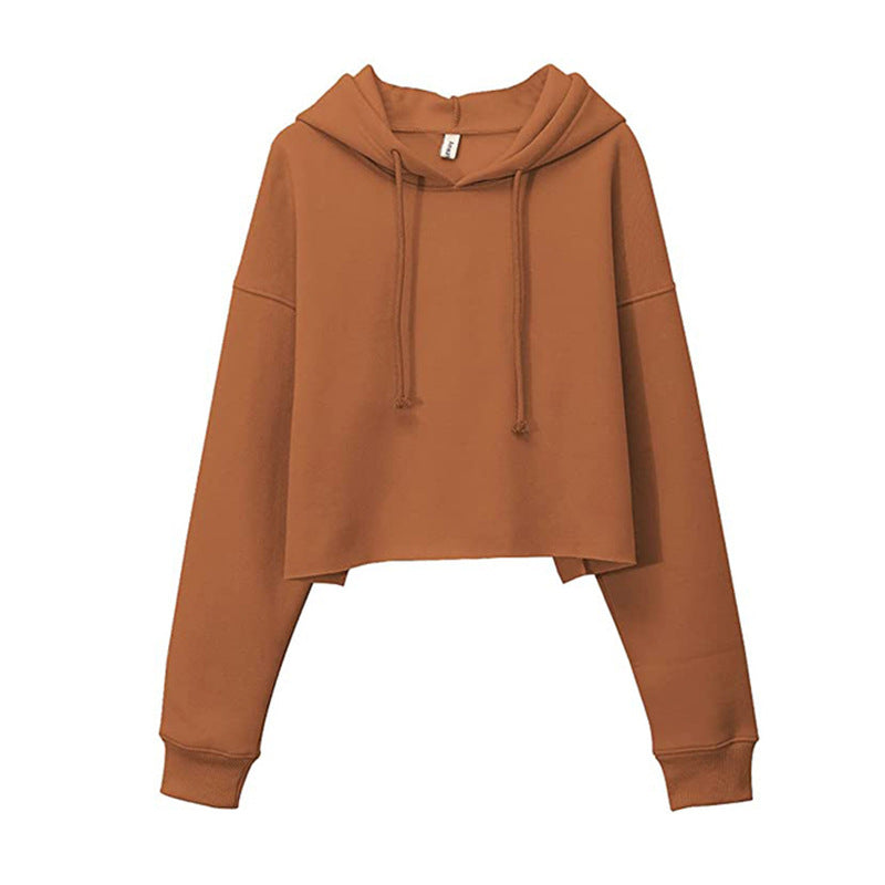 Sudadera deportiva para mujer, otoño-invierno, con forro polar, sudadera con capucha, top corto personalizado de manga larga
