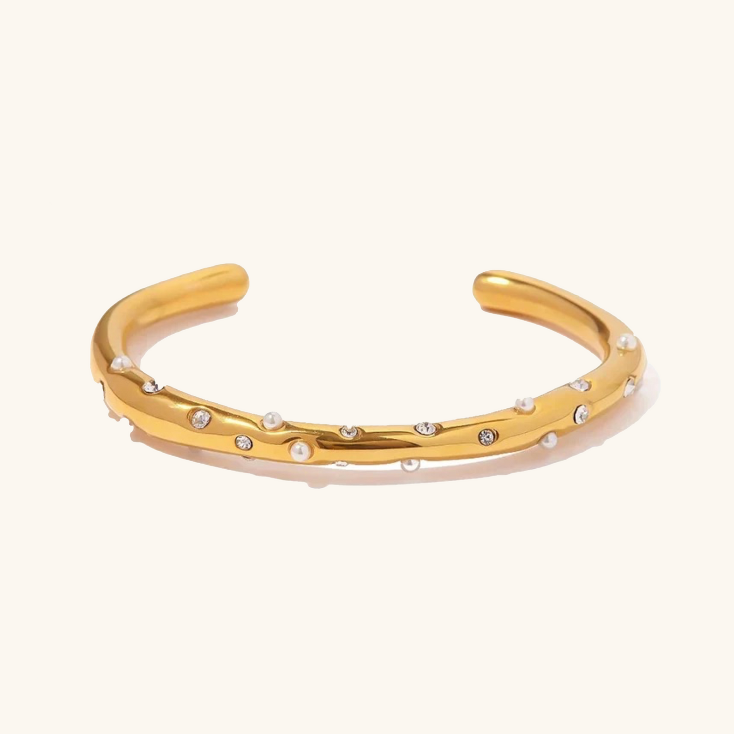Orla Pearl & Diamond Gold Bangle