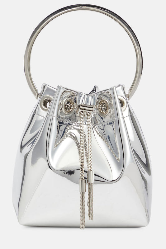 Metallic Round Handles Bucket Bag
