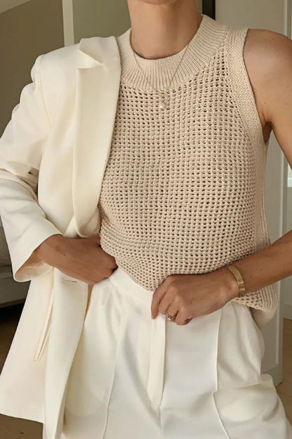 Rita Solid Knit Hollow Top