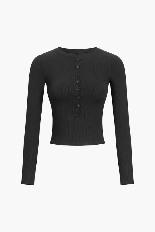 Ruana Solid Button Down Long Sleeve Crop Shirt