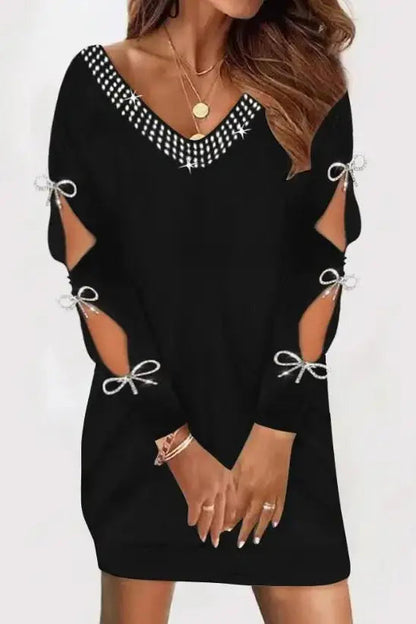 Sequin Mini Dress with Bowknot Design