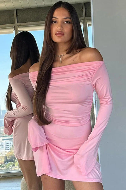 Elegant Long Sleeve Slim Fit A-Line Mini Dress