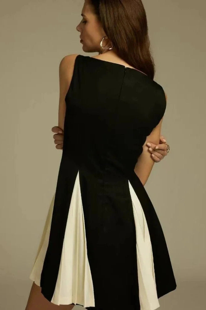 Sleeveless A-Line Mini Dress with High Waist Straps