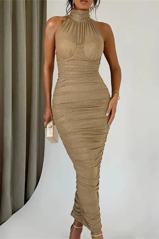 Sequin Halter Maxi Dress