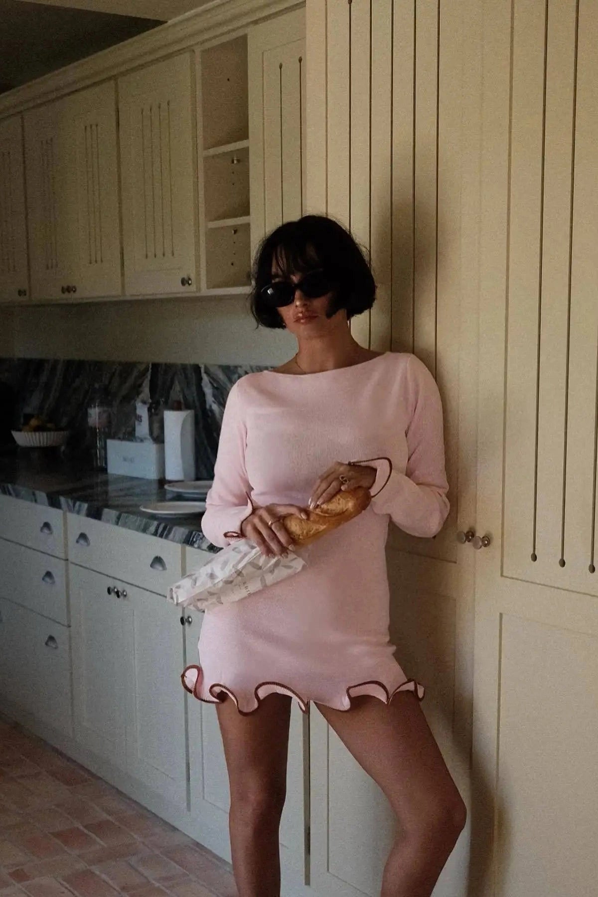 Elegant Slim Fit Mini Dress with Long Sleeves