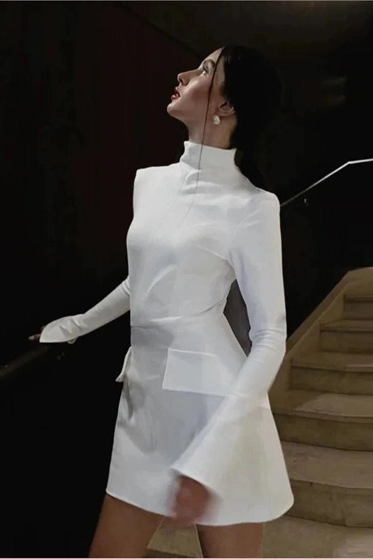 Elegant Slim Fit Mini Dress with Long Sleeves