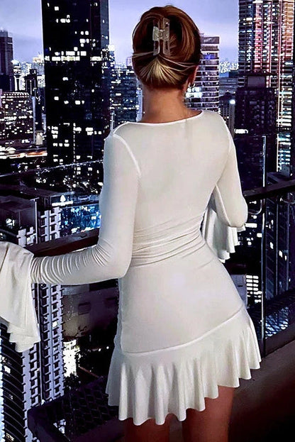Elegant Slim Fit Mini Dress with Long Sleeves
