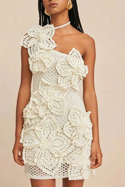 One Shoulder Hollow Out Slim Fit Mini Dress