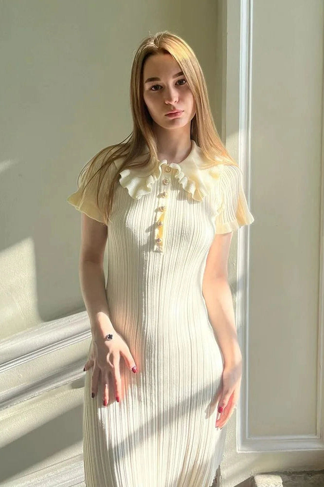 Elegant Short Sleeve Mini Dress with High Waist