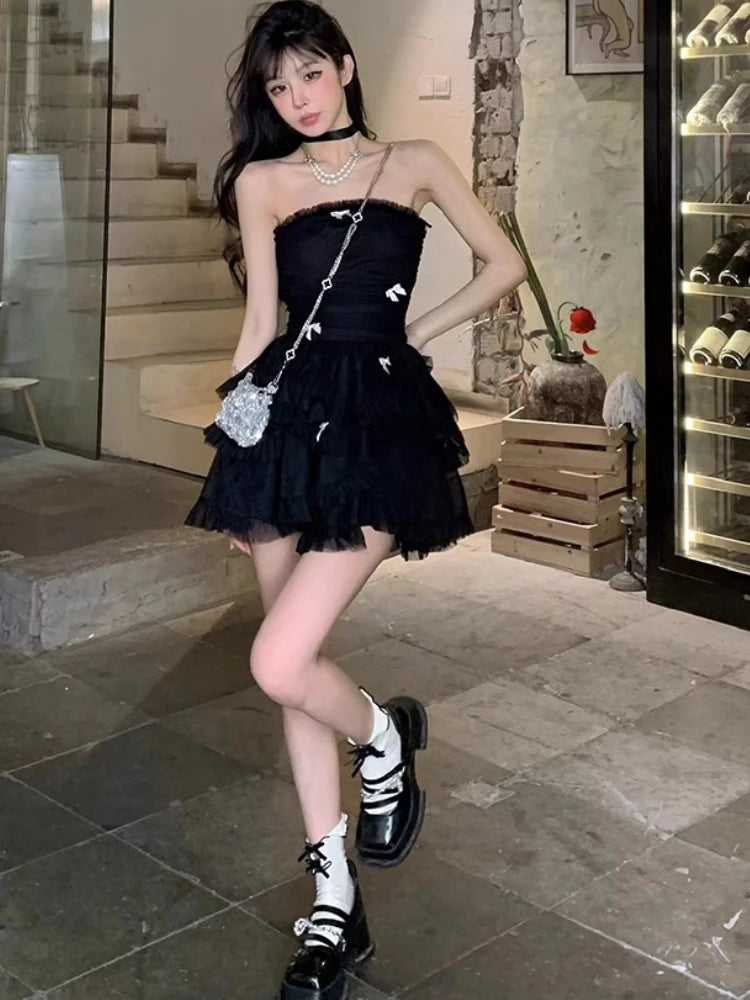 Vestido minivestido elegante ajustado sin mangas para mujer, estilo princesa, para fiesta de noche, graduación, moda coreana, primavera y verano