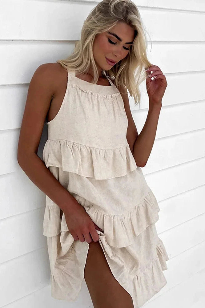 Strappy Sleeveless Mini Dress with High Waist
