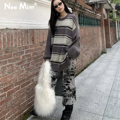 Bolso bandolera de gran capacidad de piel sintética de oveja de Mongolia para mujer, estilo Y2K, estilo Harajuku, esponjoso y peludo.