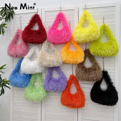 Bolsos de mano bonitos de invierno en color caramelo para mujer, estilo kawaii, de piel sintética, estilo gótico Y2K, para festivales, para hombro y axila.