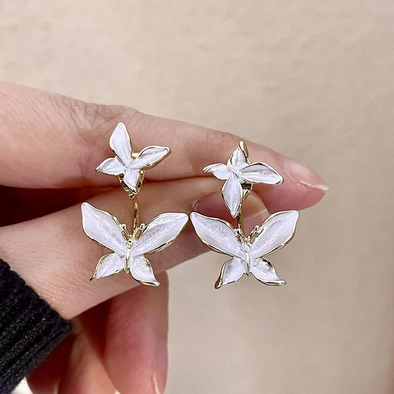 Lizakosht White Flower Butterfly Earrings for Women Spring Summer Jewelry Wholesale