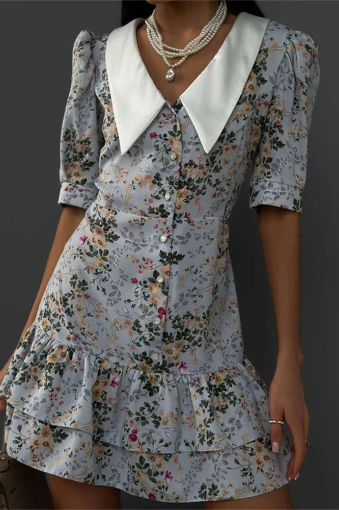 V-Neck Short Sleeve Mini Dress