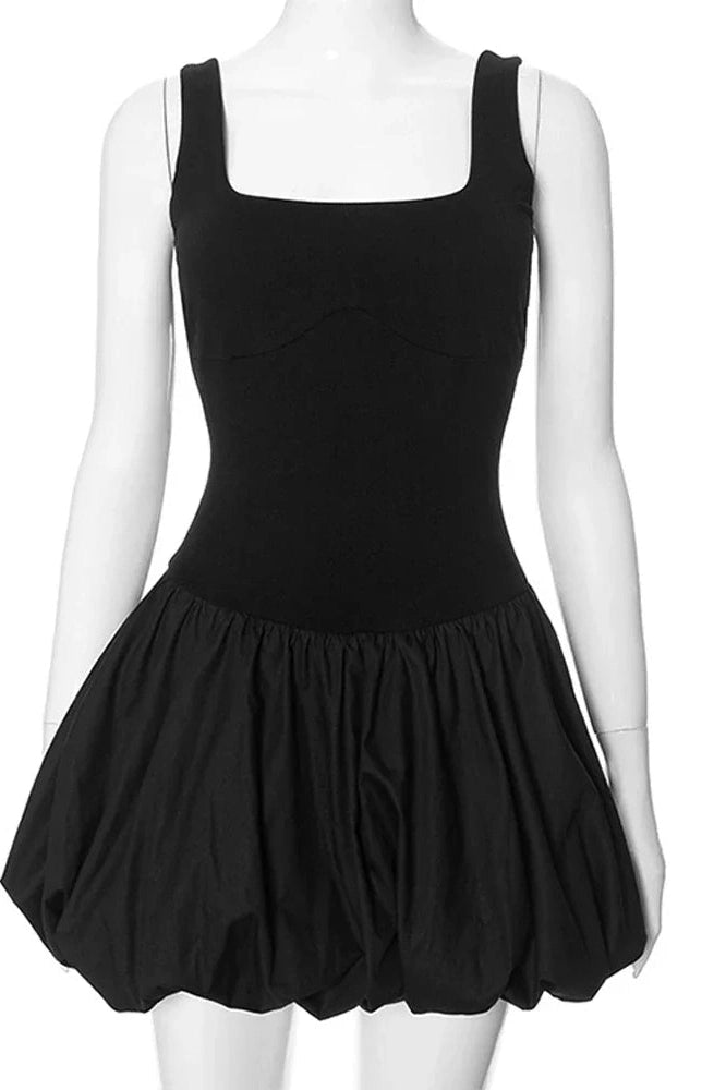 Sleeveless A-Line Mini Dress with High Waist Straps