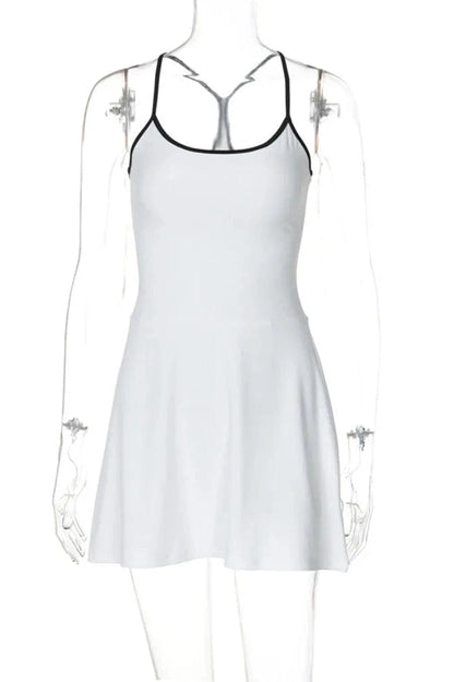 Backless Sleeveless Mini Dress with High Waist Straps